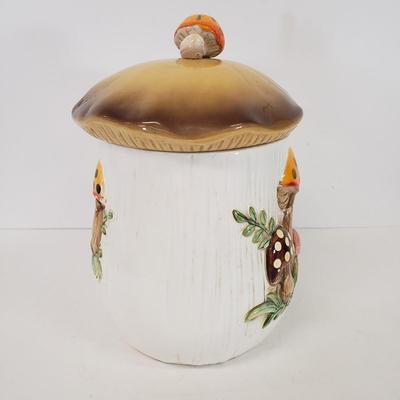 LOT 100: Vintage Merry Mushrooms Ceramic Canister
