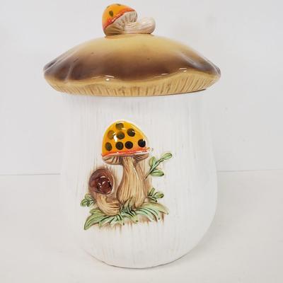 LOT 100: Vintage Merry Mushrooms Ceramic Canister