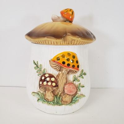 LOT 100: Vintage Merry Mushrooms Ceramic Canister