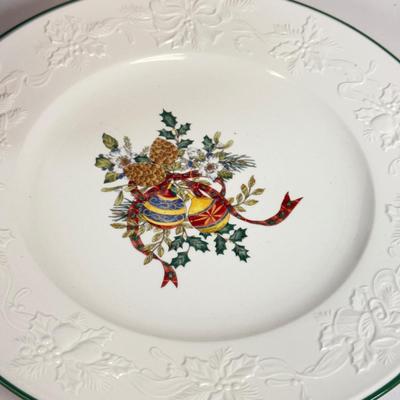 LOT 101: Pair of Mikasa Holiday Season DB901 Place Settings w/ Plates, Mugs & Saucers (in Boxes)