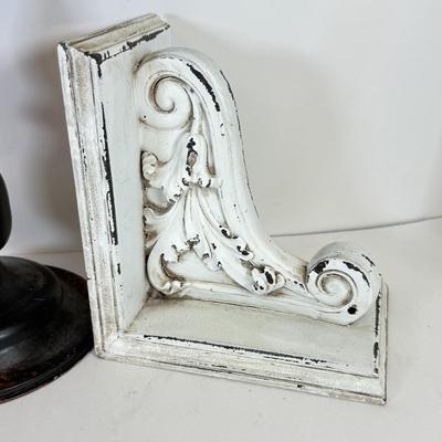 LOT 103: Shabby Chic Home Decor Collection: Corkboard on Stand, Salt Lamp (no light) & More