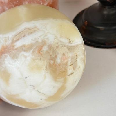 LOT 103: Shabby Chic Home Decor Collection: Corkboard on Stand, Salt Lamp (no light) & More