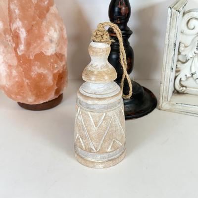 LOT 103: Shabby Chic Home Decor Collection: Corkboard on Stand, Salt Lamp (no light) & More