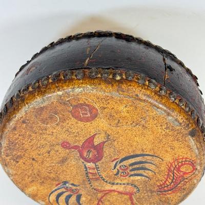 LOT 105: Hand Painted Vintage Drum, William J Link Stamped Round Bottom Drum & More