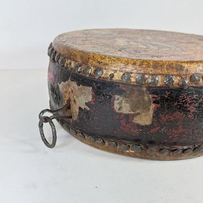LOT 105: Hand Painted Vintage Drum, William J Link Stamped Round Bottom Drum & More