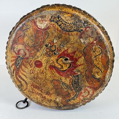 LOT 105: Hand Painted Vintage Drum, William J Link Stamped Round Bottom Drum & More