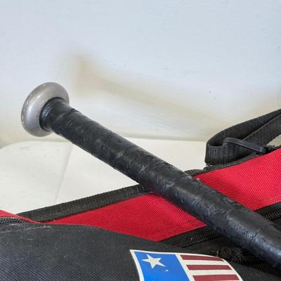 LOT 108: US Kids Golf Bag w/ Clubs & Easton Metal Baseball Bat