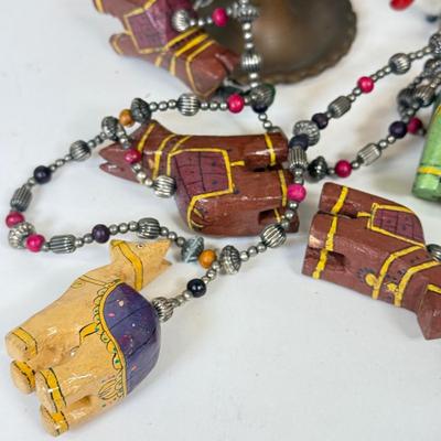 LOT 109: Wool Alpaca, Chilean Gourd Tea Cup w/ Filtered Straw, Corno Gobbo Ornament & More