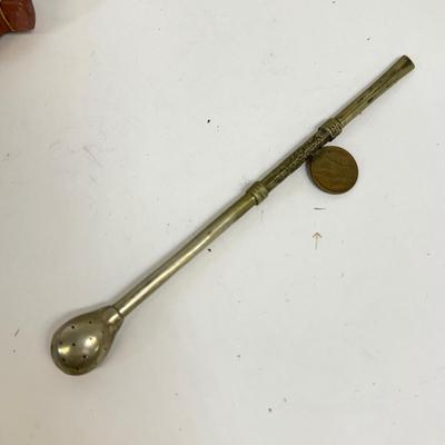 LOT 109: Wool Alpaca, Chilean Gourd Tea Cup w/ Filtered Straw, Corno Gobbo Ornament & More