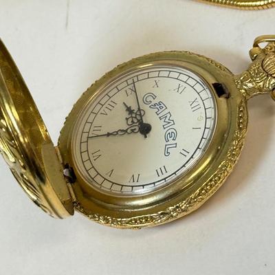 LOT 131: Camel Cigarette Pocket Watch w/ Rings, Pins & More