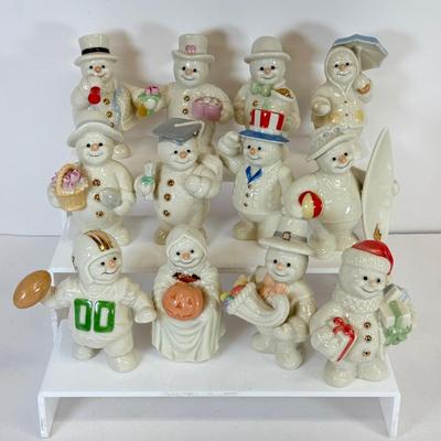 LOT 135: 12 Lenox Months of the Year Snowmen Figurines