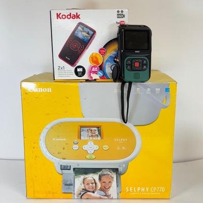 LOT 136: Canon Selphy CP770 Printer, Kodak & RCA Sport Cameras