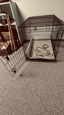 LARGE SIZED ANIMAL KENNEL, OUTWARD HOUND BACKPACK, LEASH AND CHOKE COLLARS