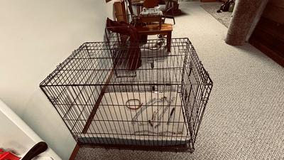 LARGE SIZED ANIMAL KENNEL, OUTWARD HOUND BACKPACK, LEASH AND CHOKE COLLARS