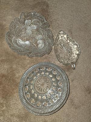 Clear glass candy dish lot