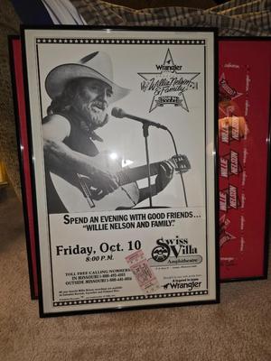 Willie Nelson and Family framed poster and ticket