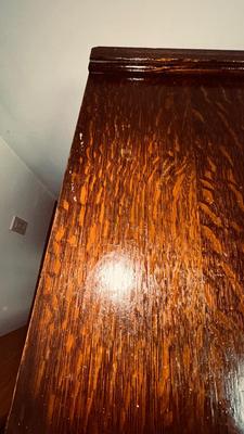 ANTIQUES SIDEBOARD OR BUFFET WITH 3 DRAWERS AND 2 DOOR CABINET ON CASTERS