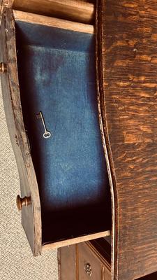 ANTIQUES SIDEBOARD OR BUFFET WITH 3 DRAWERS AND 2 DOOR CABINET ON CASTERS
