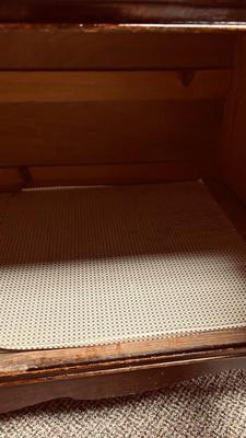 ANTIQUES SIDEBOARD OR BUFFET WITH 3 DRAWERS AND 2 DOOR CABINET ON CASTERS