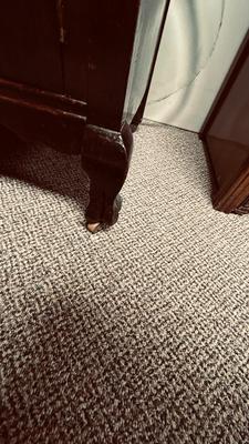 ANTIQUES SIDEBOARD OR BUFFET WITH 3 DRAWERS AND 2 DOOR CABINET ON CASTERS