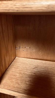 TALL NARROW OAK BOOKSHELF WITH ADJUSTABLE SHELVES