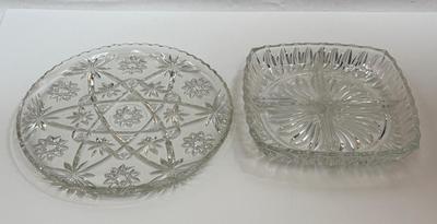 Sale Photo Thumbnail #52: Round platter made by Anchor Hocking, other is unknown.  Most likely from the 1960's.  Good condition.