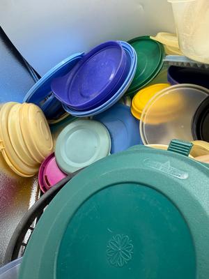 Misc lids-including some Tupperware