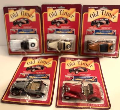 Old Timer Die-Cast Cars Pull Back and Go Action Lot of 5 Cars Lot #2