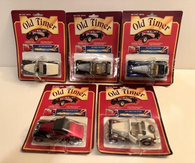 Old Timer Die-Cast Cars Pull Back and Go Action Lot of 5 Cars Lot #3