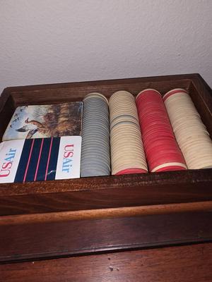 Wooden duck poker chip and card case