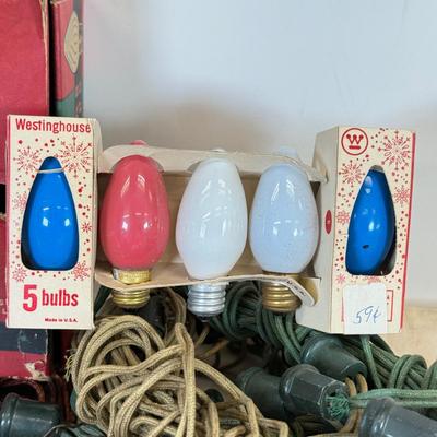 LOT 161: Vintage Christmas Holiday Light Bulbs, Wires & More