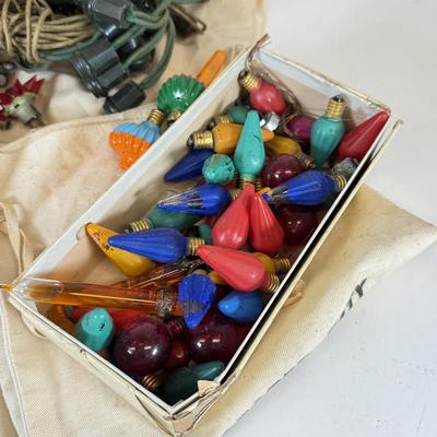 LOT 161: Vintage Christmas Holiday Light Bulbs, Wires & More
