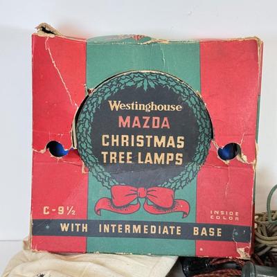 LOT 161: Vintage Christmas Holiday Light Bulbs, Wires & More