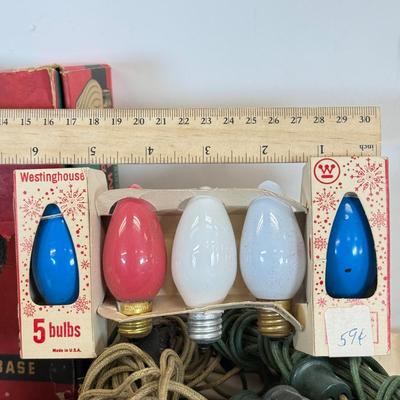 LOT 161: Vintage Christmas Holiday Light Bulbs, Wires & More