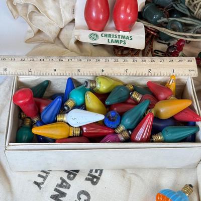 LOT 161: Vintage Christmas Holiday Light Bulbs, Wires & More