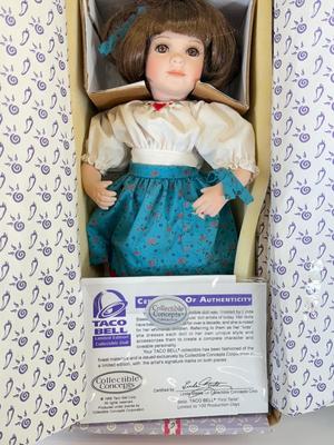 LOT 163: Limited Edition Taco Bell Porcelain Doll “Bella” w COA & Edwin M Knowles Baby Treasures w COA