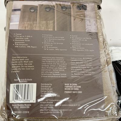 LOT 164: 2 Packs Eclipse Blackout Curtains (84") & Four Allen + Roth 84" Gromet Top Panel Curtains