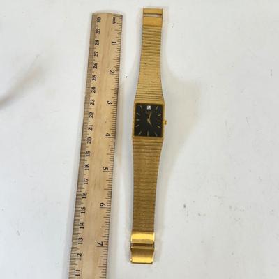 LOT 173: Vintage Benrus 23 Jewels 10k Gold Filled Watch, Gucci Cuff Watch & Benrus Quartz Rectangular Face Watch