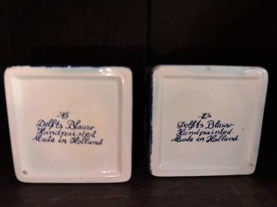 Delft Blauw Hand Painted 5.5" Lidded Canisters with Underplate