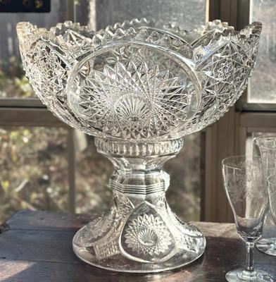 Crystal Punchbowl on Matching Stand