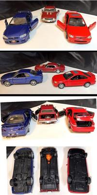 Die Cast 1:24 Lot of 3 Cars: Honda Coupe, Nissan Skyline, Classic Metal Works GM