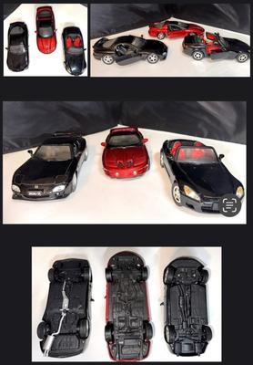 Die Cast 1:24 Lot of 3 Cars: Mazda RX-7, Honda 52000, Pontiac Firebird Transam