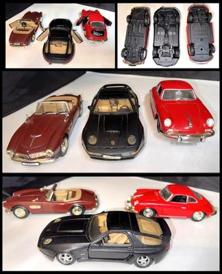 Die Cast 1:24 Lot of 3 Cars: 1955 BMW 507, Porsche 982S4, Porsche 356B