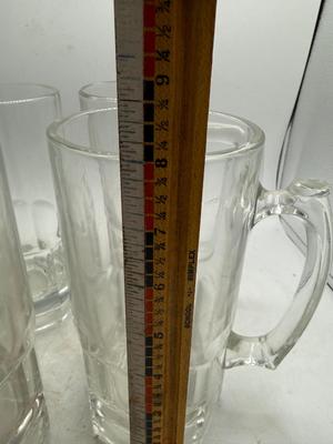 4 big glass mugs-great for putting in the freezer