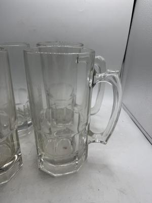 4 big glass mugs-great for putting in the freezer