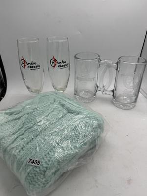 Glasses and a pillowcase for a smaller pillow