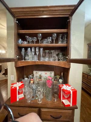Cabinet of Stemware and Decanters