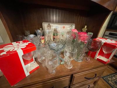 Cabinet of Stemware and Decanters