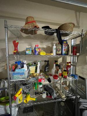 Crutches, posters, chemicals