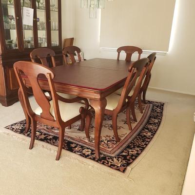 LOT 1: American Drew Dining Set-6 Chairs, Table & Table Protector